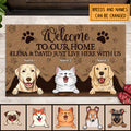 Pawzity Welcome To Our Home Custom Doormat, Gifts For Pet Lovers, Our Owners Just Live Here With Us Front Door Mat