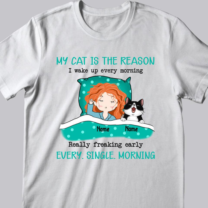 Personalized Cat Breeds T-shirt, Gifts For Cat Moms, My Cats Are The Reason I Wake Up Every Morning