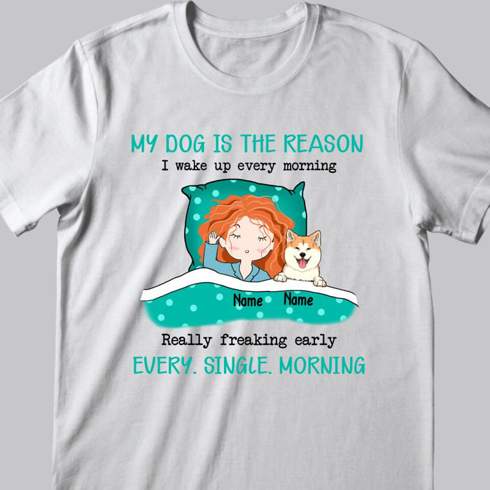 Personalized Dog Breeds T-shirt, Gifts For Dog Moms, My Dogs Are The Reason I Wake Up Every Morning