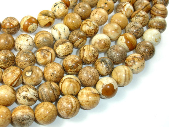 Picture Jasper, 14mm Round Beads-BeadBasic