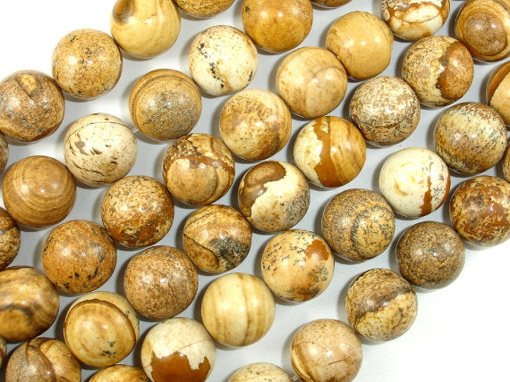 Picture Jasper, 14mm Round Beads-BeadBasic
