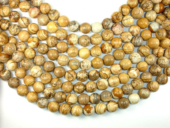Picture Jasper, 14mm Round Beads-BeadBasic