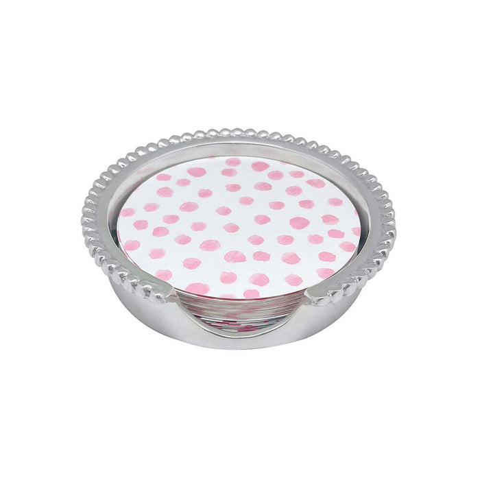 Pink Dotty And Stripe Beaded Coaster Set by Mariposa