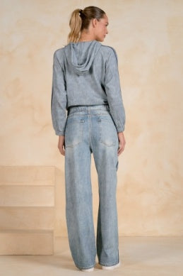 Relaxed Denim Wide Leg Pant