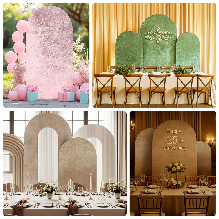 Decorative arch backdrops for events and celebrations.