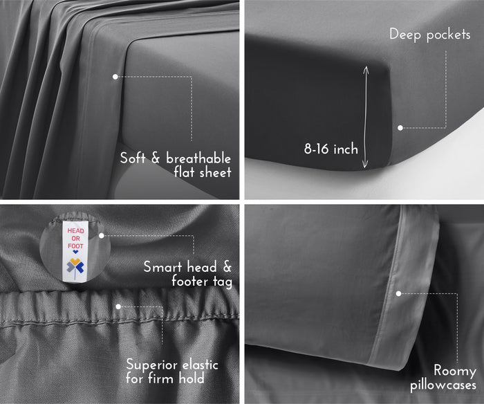 Silky Soft Sateen Solid Sheet Set - California Design Den