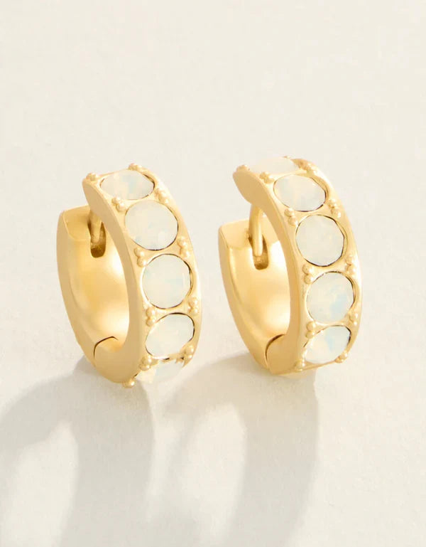 Spartina - Earrings - Lightner Hoop - 14mm White Opal - Findlay Rowe Designs