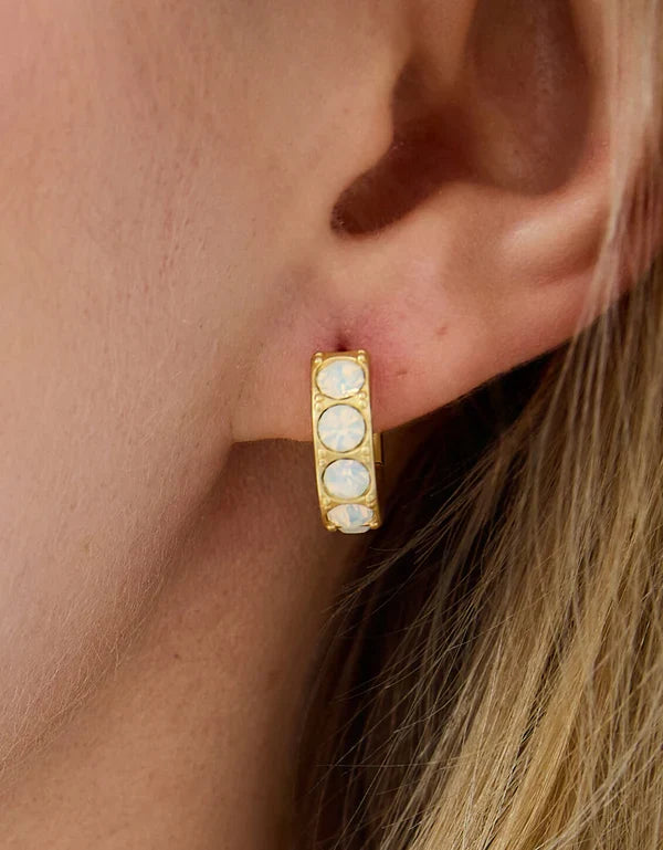 Spartina - Earrings - Lightner Hoop - 14mm White Opal - Findlay Rowe Designs
