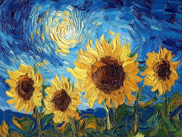 Sunflowers Under a Stormy Sky