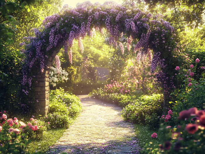 Sunlit Garden Archway in Bloom
