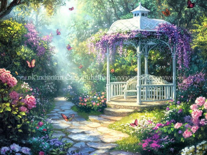 Sunlit Gazebo in a Secret Garden