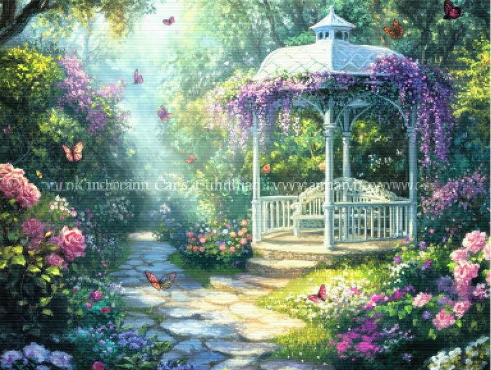 Sunlit Gazebo in a Secret Garden