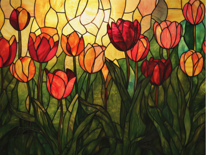 Sunlit Tulip Garden