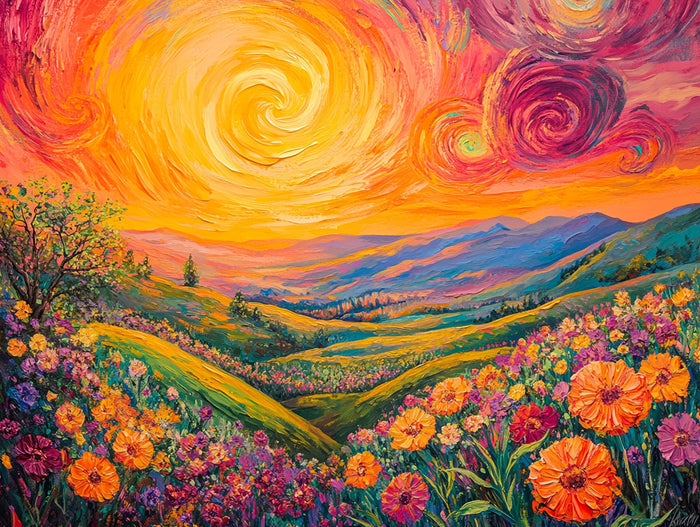 Sunrise Over a Blossoming Valley