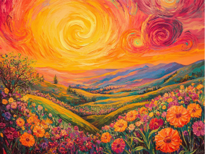 Sunrise Over a Blossoming Valley