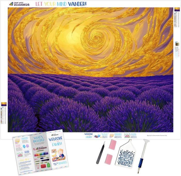 Sunset Over a Lavender Field in Bloom