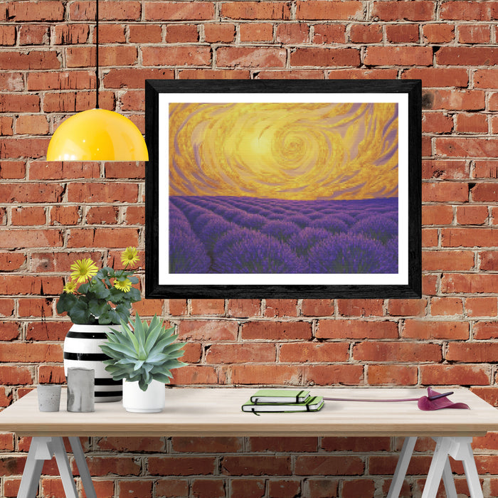 Sunset Over a Lavender Field in Bloom