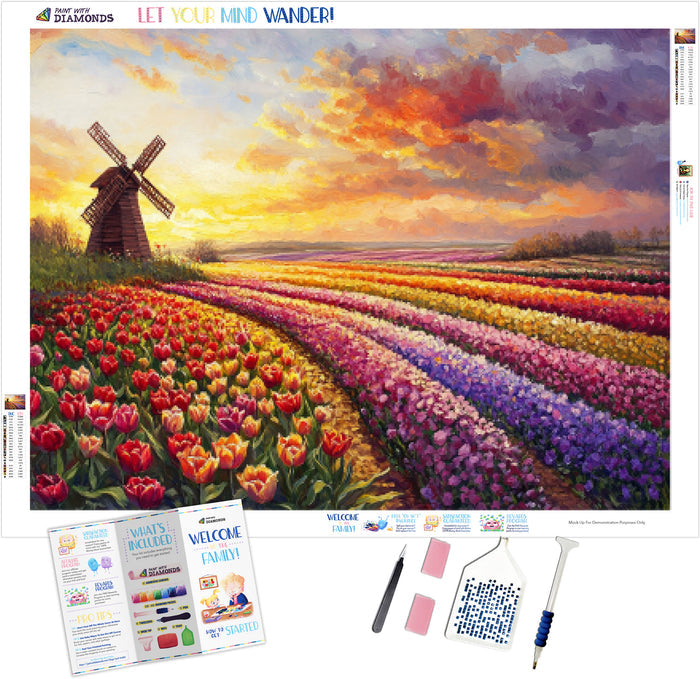 Sunset Over the Tulip Fields