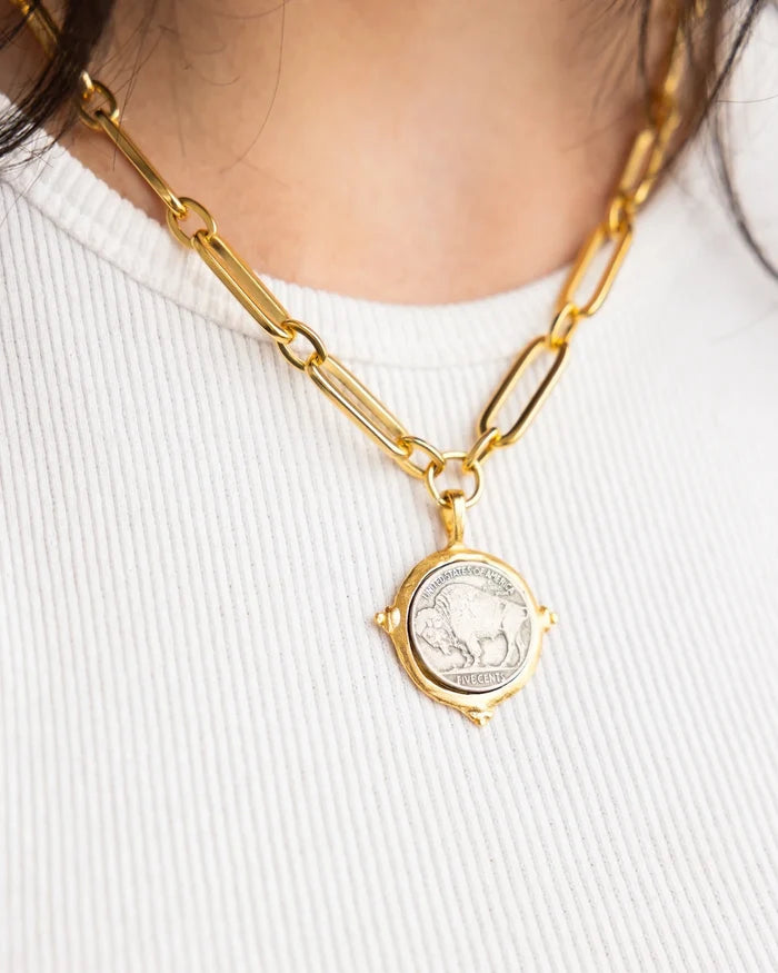 Susan Shaw - Necklace - Buffalo Nickel Mixed Link - Findlay Rowe Designs