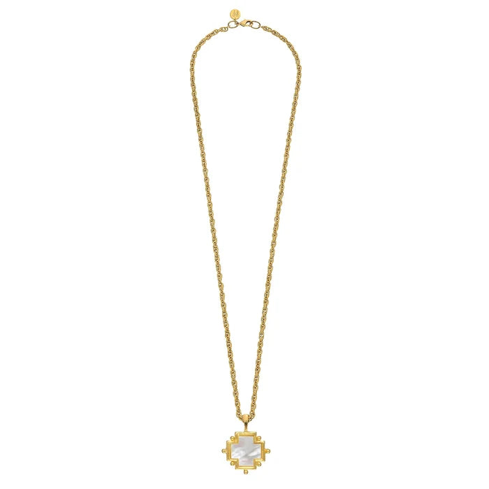 Susan Shaw - Necklace - Long Mother of Pearl Cross - Gold - Findlay Rowe Designs