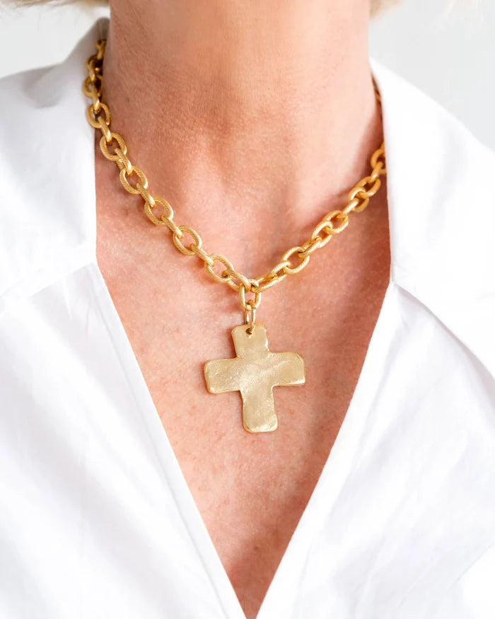 Susan Shaw - Necklace - Solid Cross - Gold - Findlay Rowe Designs