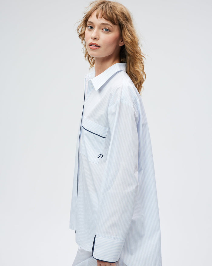 The Overnight Shirt - Cloud Stripe