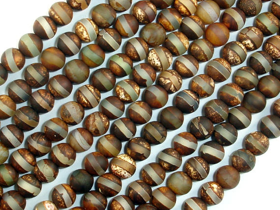 Tibetan Agate, 6mm Round Beads-BeadBasic