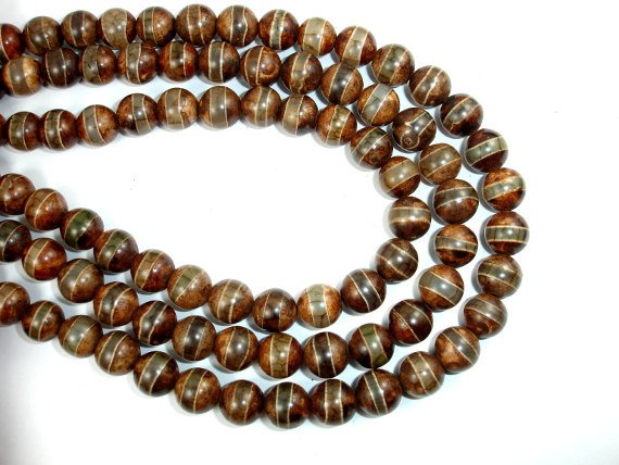 Tibetan Agate Beads, Round, 10mm-BeadBasic