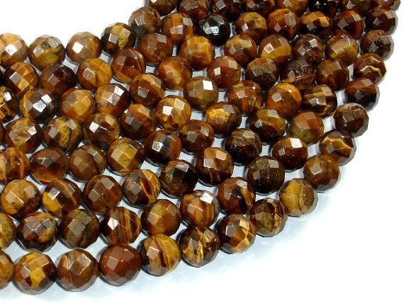 Tiger Eye Beads, 10mm Faceted Round-BeadBasic