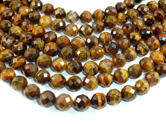 Tiger Eye Beads, 10mm Faceted Round-BeadBasic