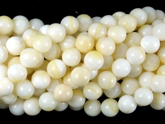 Tridacna Shell, 8mm Round Beads-BeadBasic