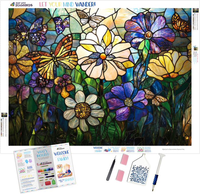Vibrant Oversized Flowers And Delicate Butterflies