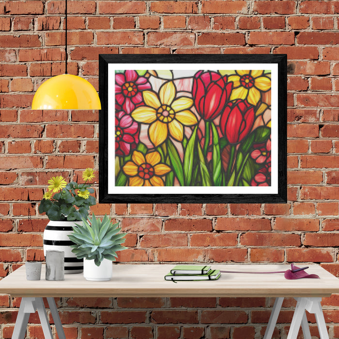 Vibrant Spring Garden in Stained Glass