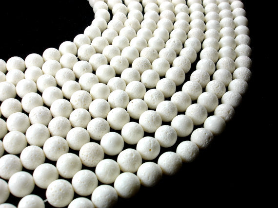 White Sponge Coral Beads, Round, 10mm(10.5mm)-BeadBasic