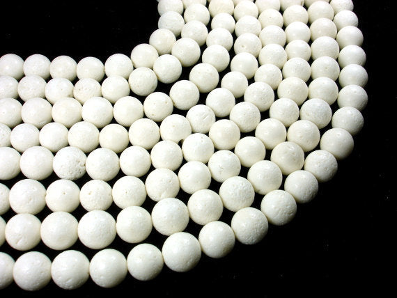 White Sponge Coral Beads, Round, 12mm-BeadBasic