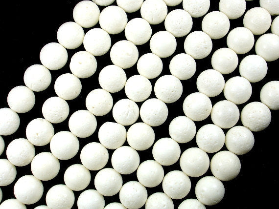 White Sponge Coral Beads, Round, 12mm-BeadBasic