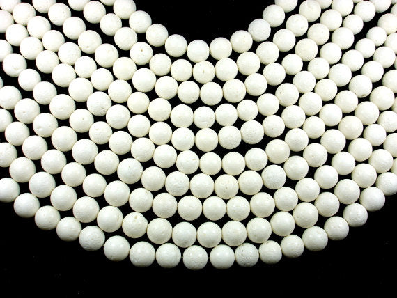 White Sponge Coral Beads, Round, 12mm-BeadBasic